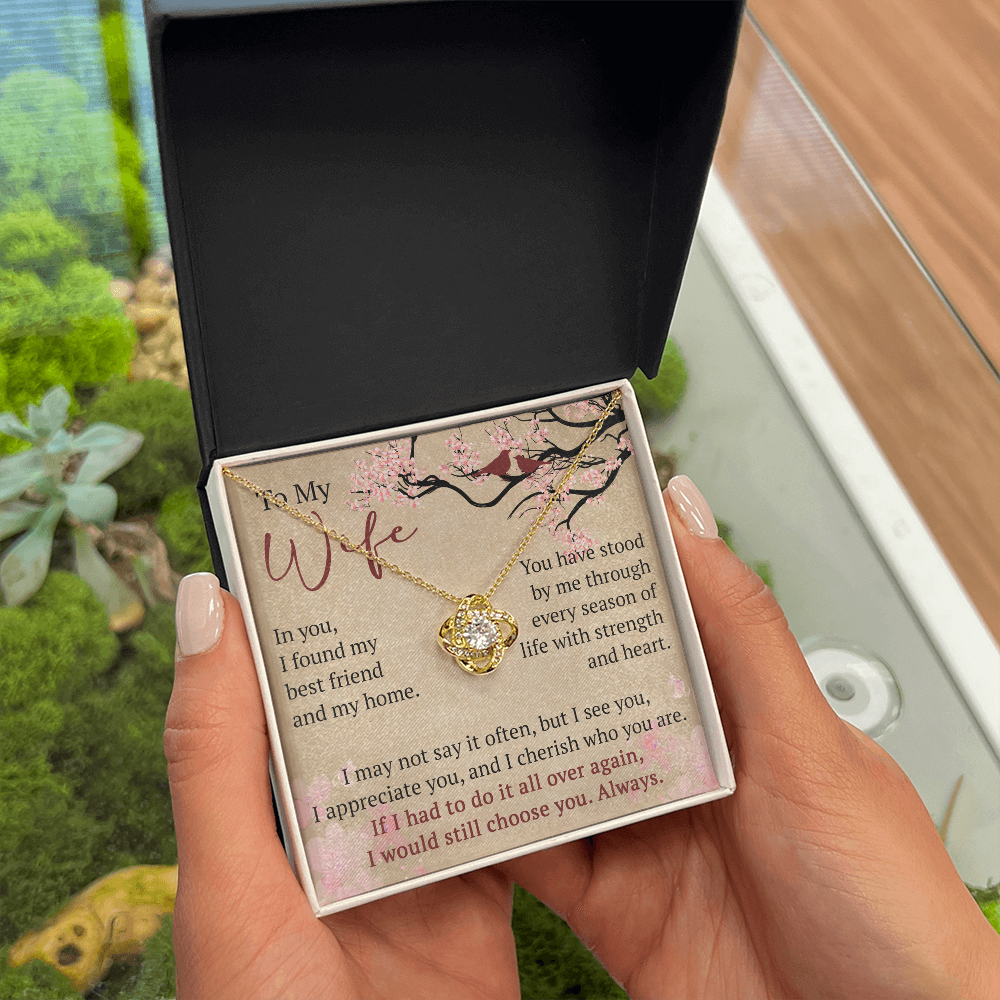 To My Wife Love Knot Necklace Gift From Husband, Meaningful Jewelry for Soulmate, Partner, Bride - Birthday, Wedding Anniversary Present