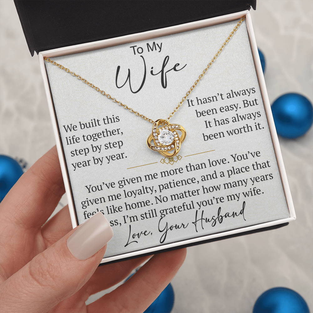 To My Wife Love Knot Necklace Gift From Husband, Meaningful Jewelry for Soulmate, Partner, Bride - Birthday, Wedding Anniversary Present