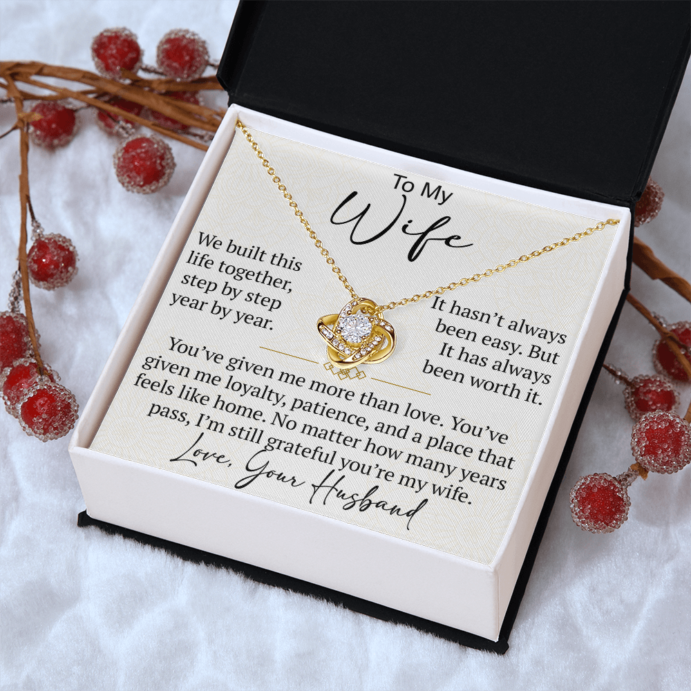 To My Wife Love Knot Necklace Gift From Husband, Meaningful Jewelry for Soulmate, Partner, Bride - Birthday, Wedding Anniversary Present