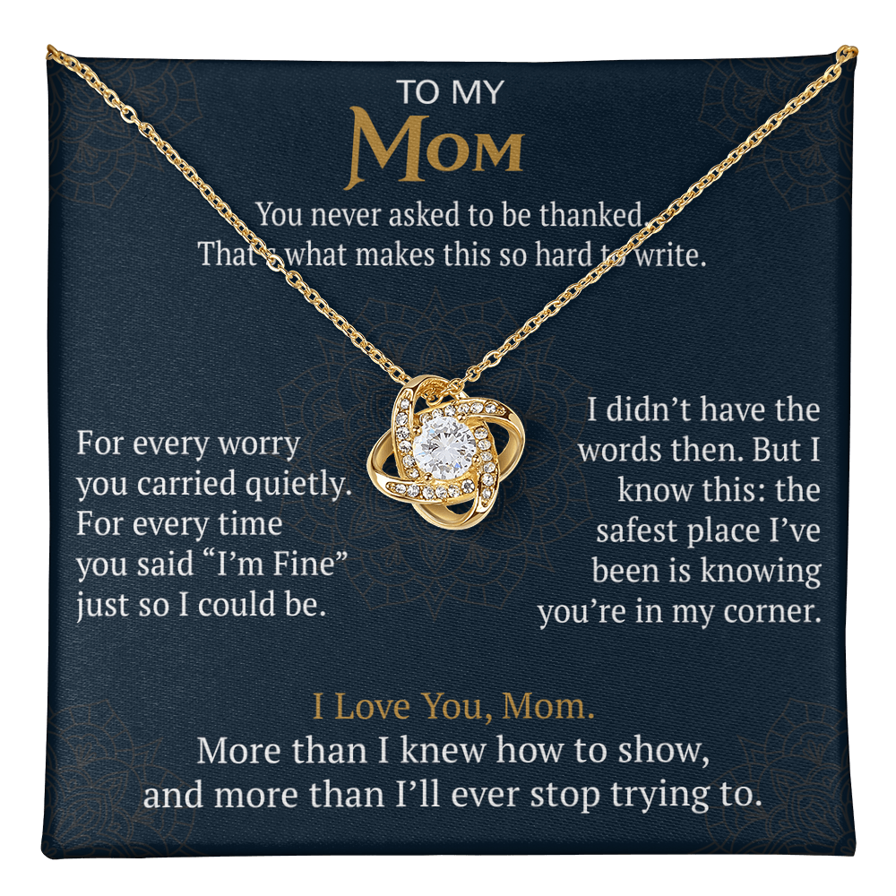 To My Mom Love Knot Necklace Gift from Daughter Son,  Meaningful Birthday Jewelry for Mother, Mama