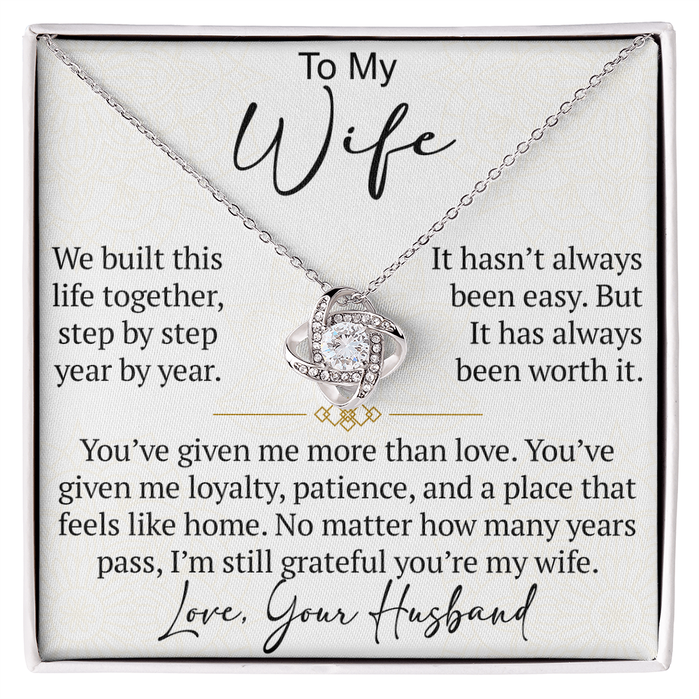 To My Wife Love Knot Necklace Gift From Husband, Meaningful Jewelry for Soulmate, Partner, Bride - Birthday, Wedding Anniversary Present