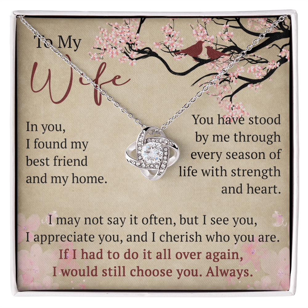 To My Wife Love Knot Necklace Gift From Husband, Meaningful Jewelry for Soulmate, Partner, Bride - Birthday, Wedding Anniversary Present