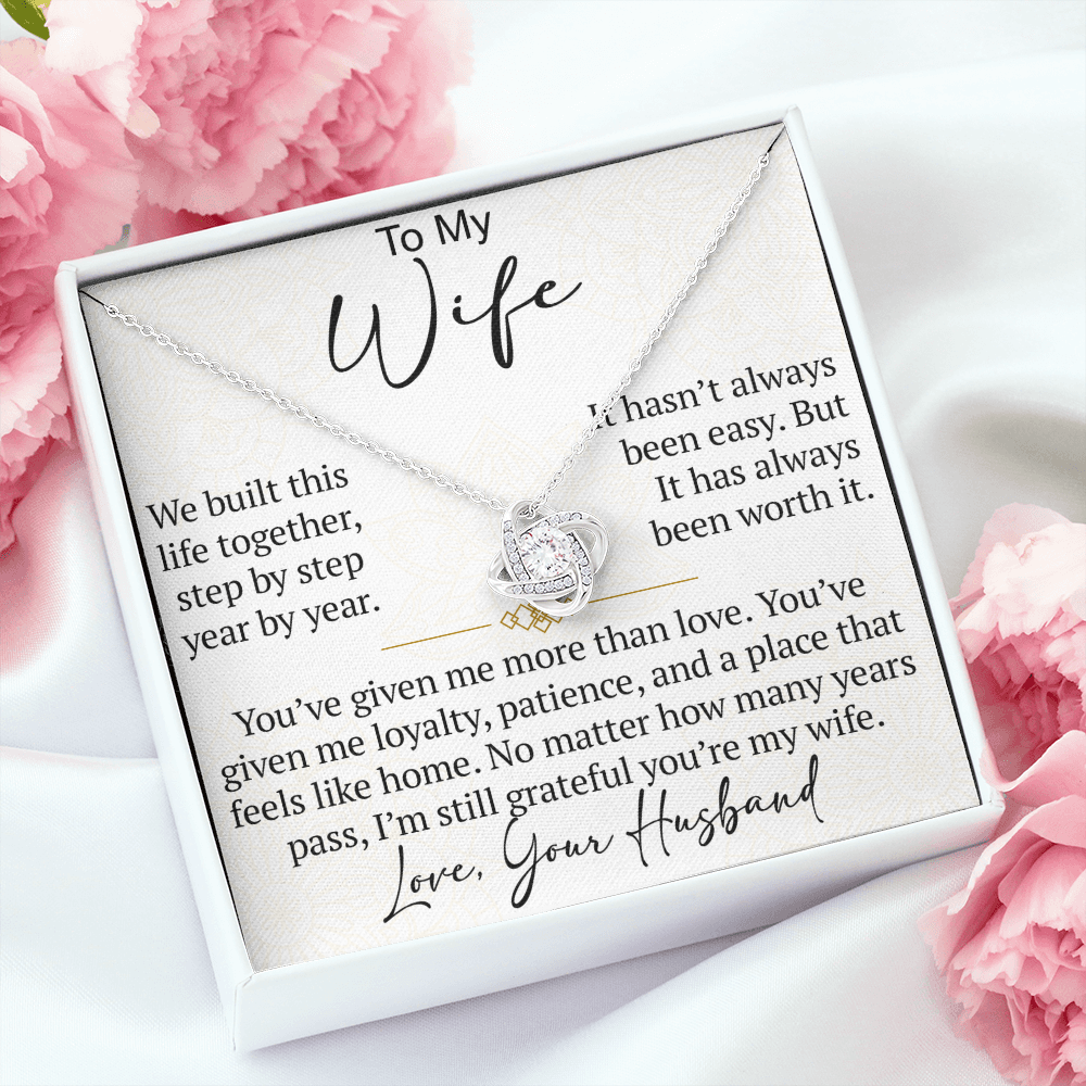 To My Wife Love Knot Necklace Gift From Husband, Meaningful Jewelry for Soulmate, Partner, Bride - Birthday, Wedding Anniversary Present
