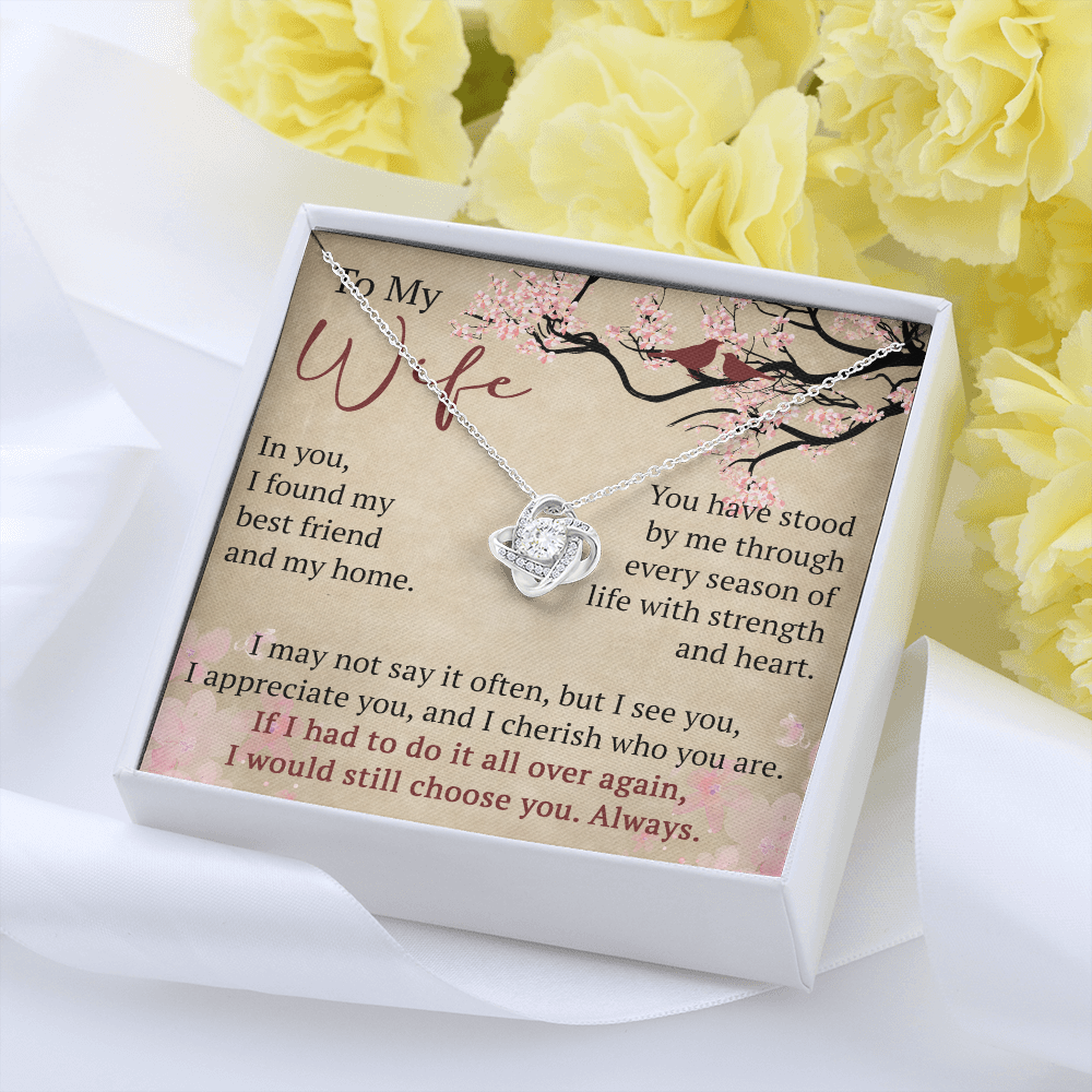 To My Wife Love Knot Necklace Gift From Husband, Meaningful Jewelry for Soulmate, Partner, Bride - Birthday, Wedding Anniversary Present