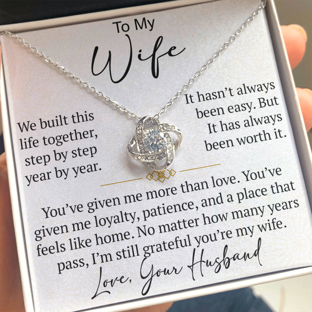 To My Wife Love Knot Necklace Gift From Husband, Meaningful Jewelry for Soulmate, Partner, Bride - Birthday, Wedding Anniversary Present