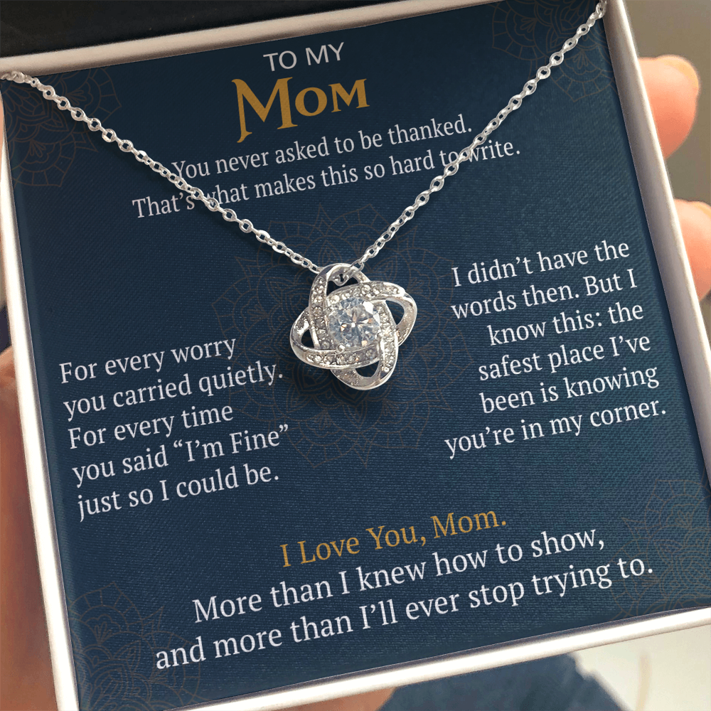 To My Mom Love Knot Necklace Gift from Daughter Son,  Meaningful Birthday Jewelry for Mother, Mama