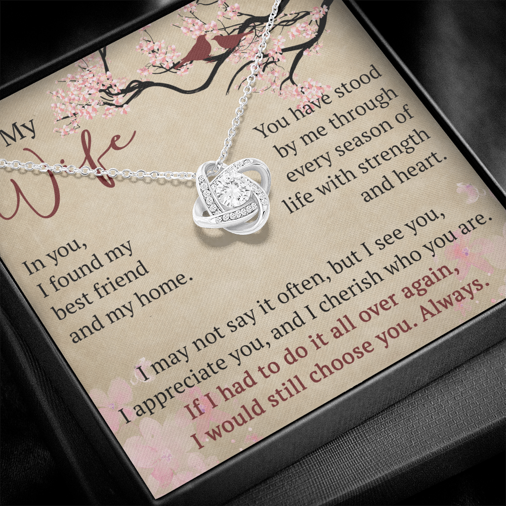 To My Wife Love Knot Necklace Gift From Husband, Meaningful Jewelry for Soulmate, Partner, Bride - Birthday, Wedding Anniversary Present