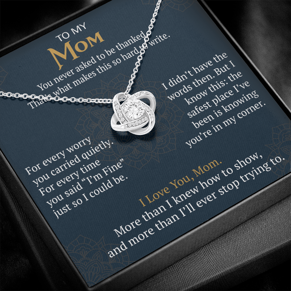 To My Mom Love Knot Necklace Gift from Daughter Son,  Meaningful Birthday Jewelry for Mother, Mama