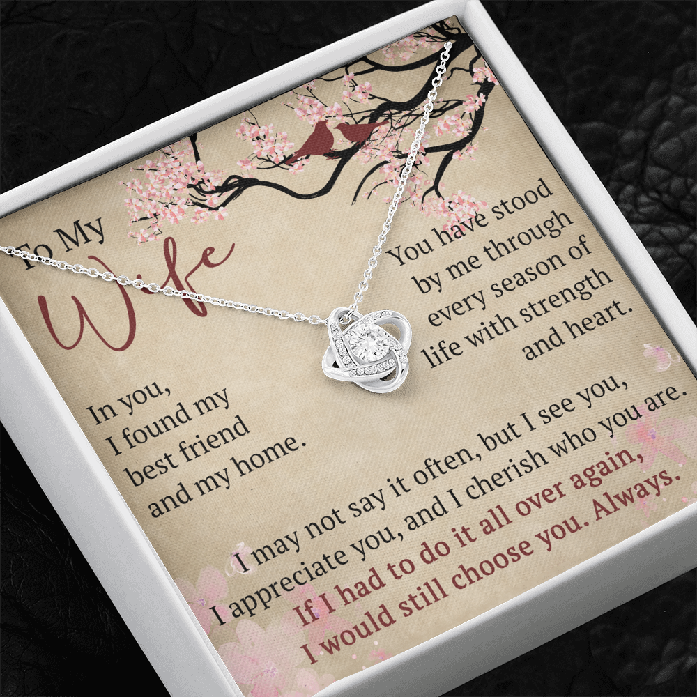 To My Wife Love Knot Necklace Gift From Husband, Meaningful Jewelry for Soulmate, Partner, Bride - Birthday, Wedding Anniversary Present