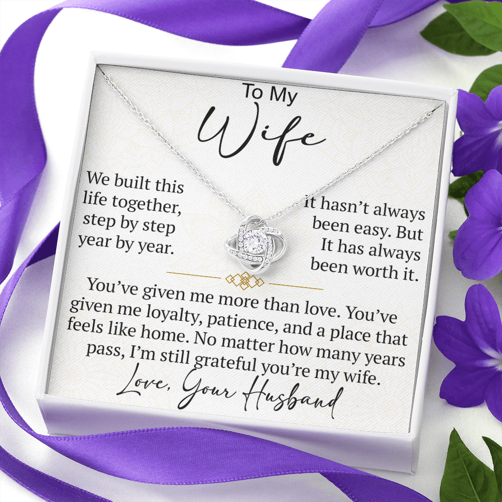 To My Wife Love Knot Necklace Gift From Husband, Meaningful Jewelry for Soulmate, Partner, Bride - Birthday, Wedding Anniversary Present