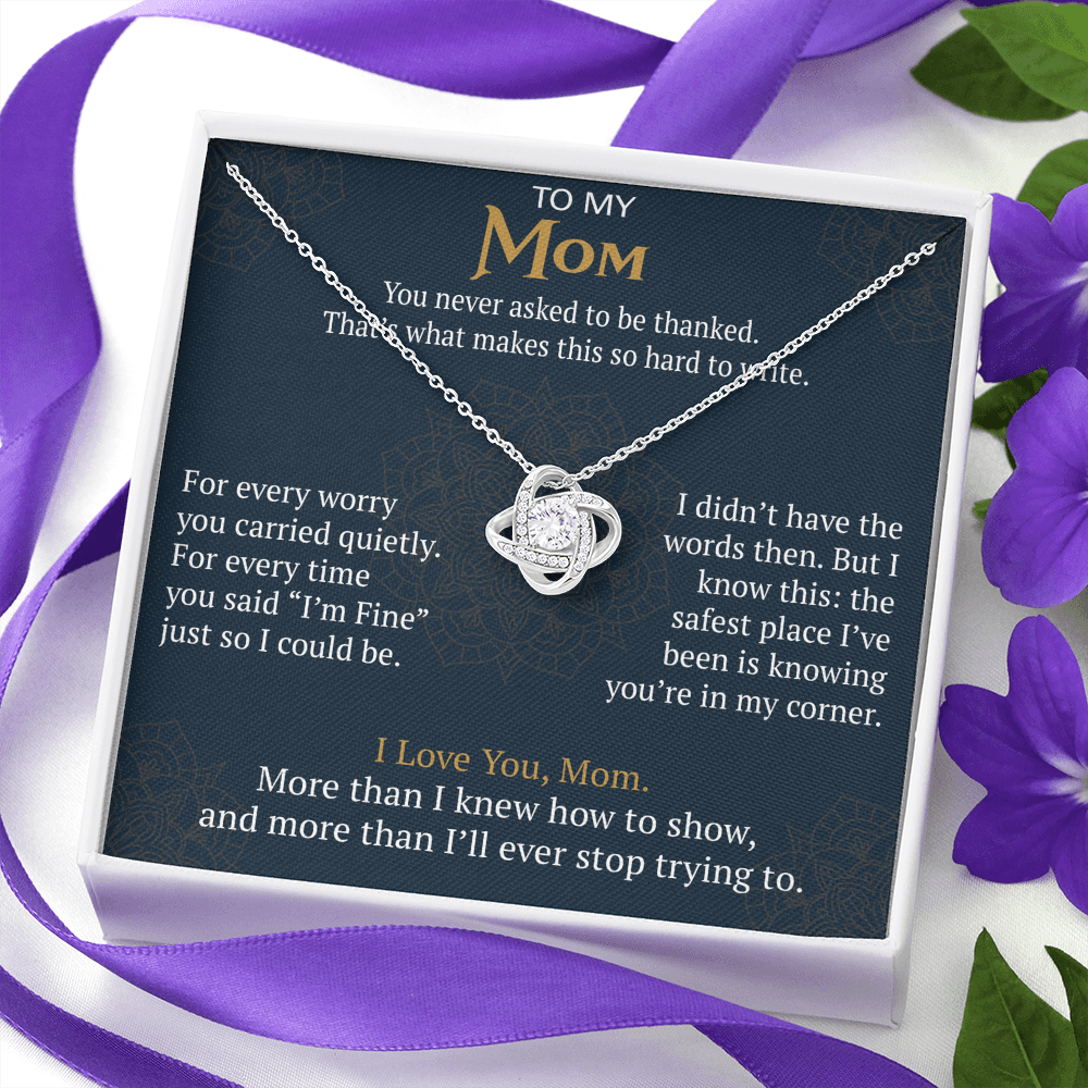 To My Mom Love Knot Necklace Gift from Daughter Son,  Meaningful Birthday Jewelry for Mother, Mama