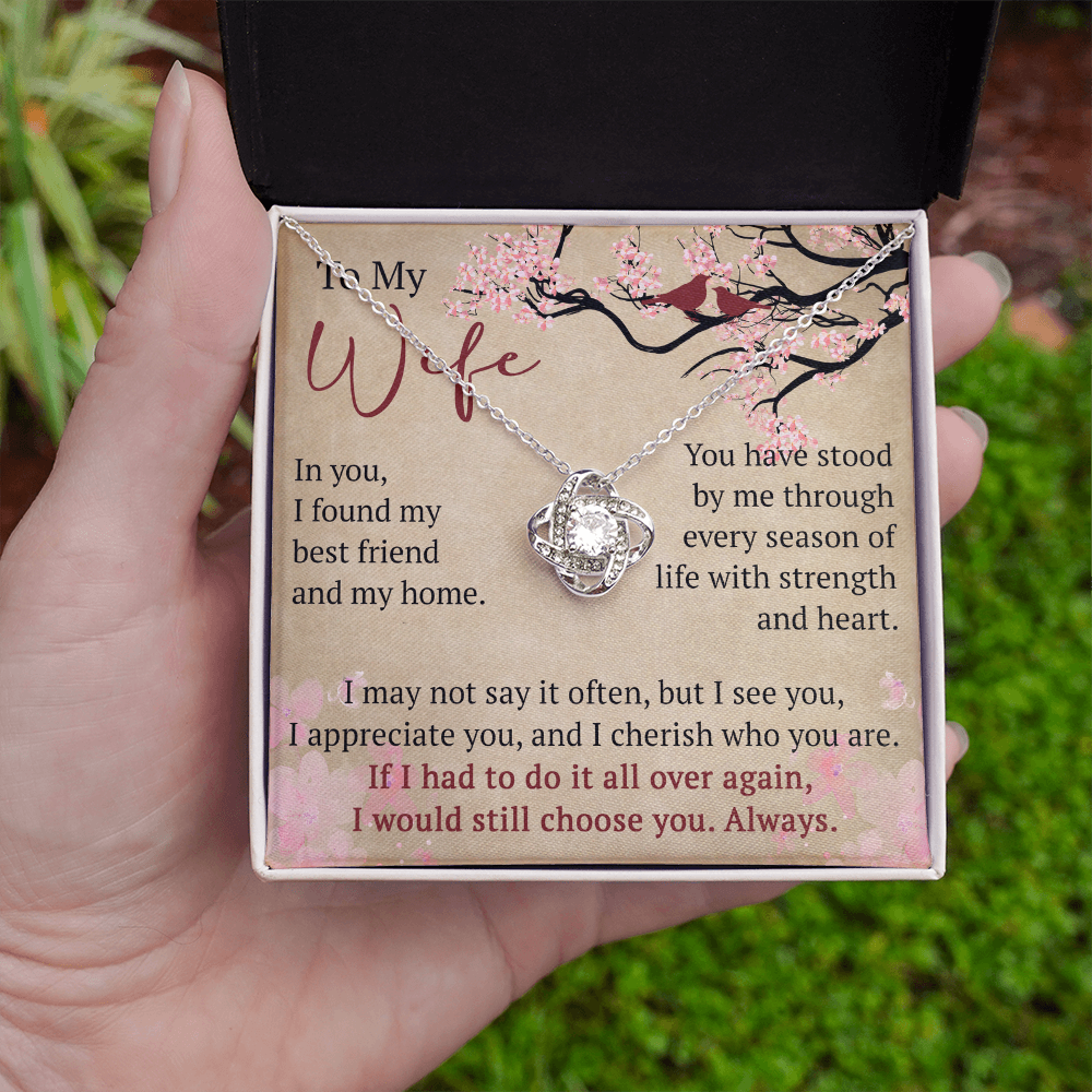 To My Wife Love Knot Necklace Gift From Husband, Meaningful Jewelry for Soulmate, Partner, Bride - Birthday, Wedding Anniversary Present