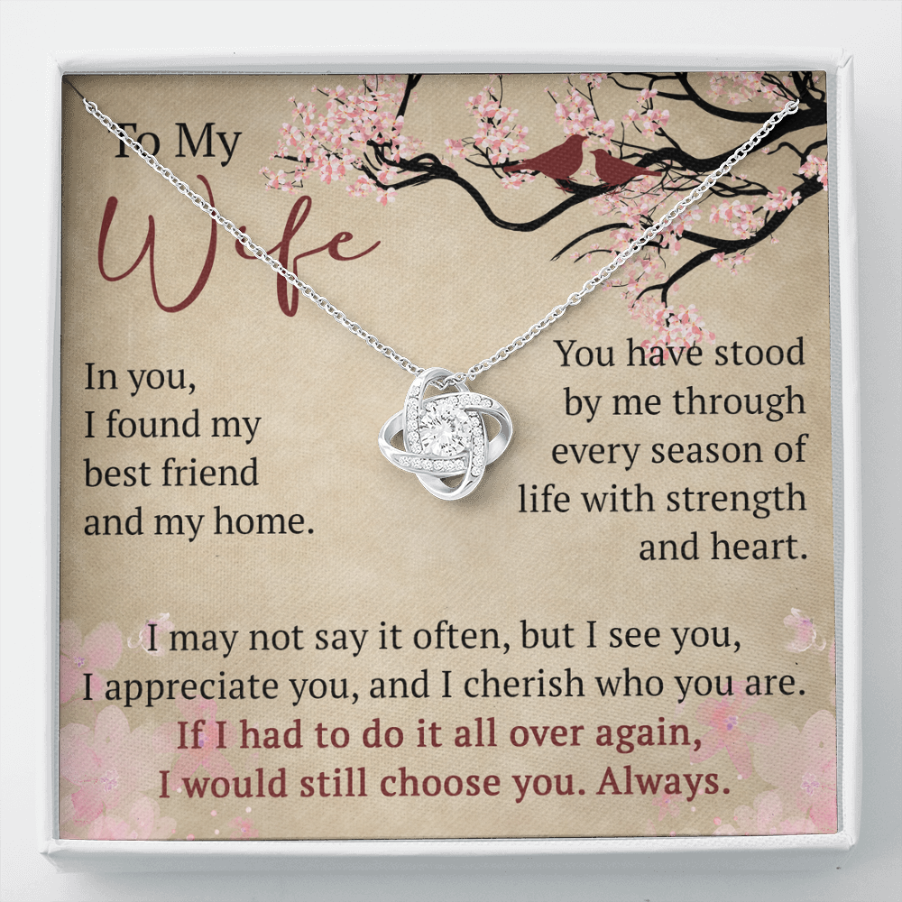 To My Wife Love Knot Necklace Gift From Husband, Meaningful Jewelry for Soulmate, Partner, Bride - Birthday, Wedding Anniversary Present
