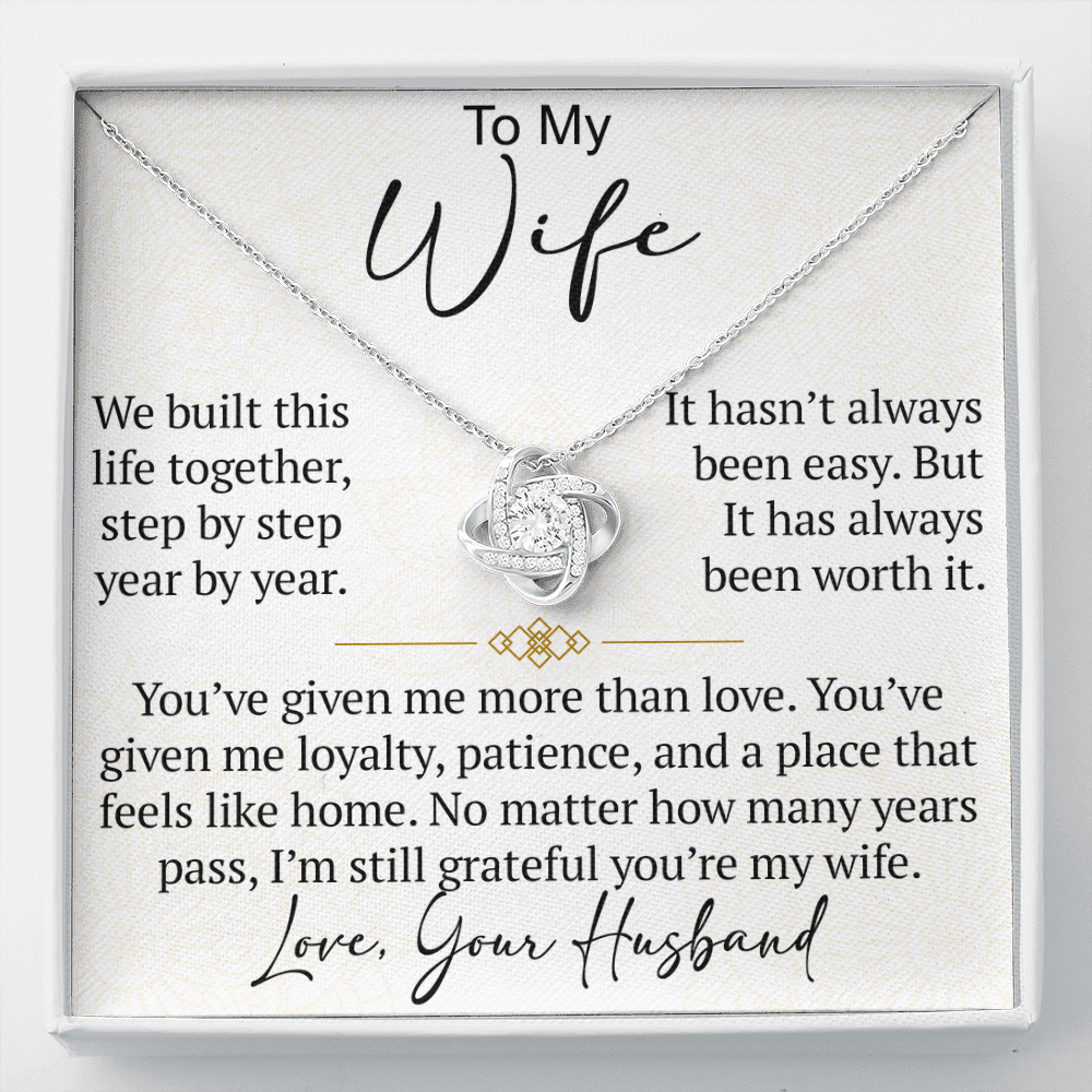 To My Wife Love Knot Necklace Gift From Husband, Meaningful Jewelry for Soulmate, Partner, Bride - Birthday, Wedding Anniversary Present