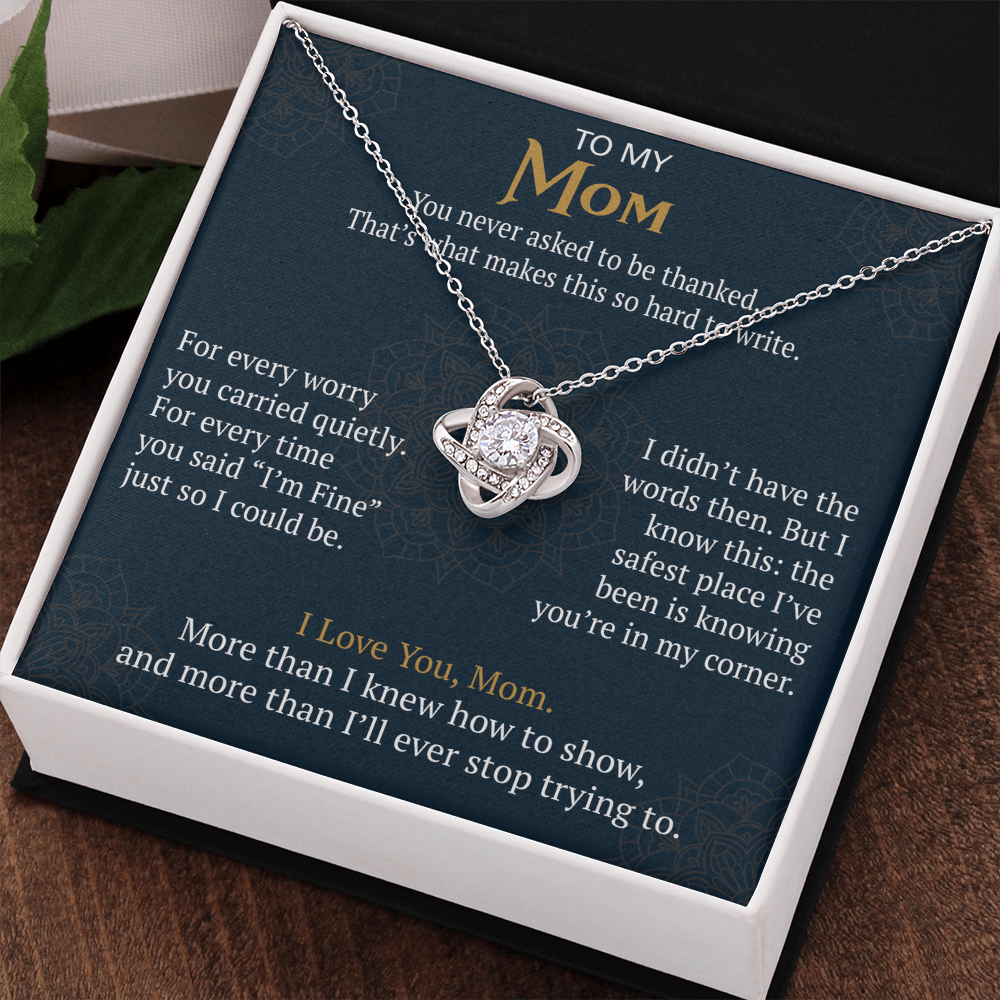 To My Mom Love Knot Necklace Gift from Daughter Son,  Meaningful Birthday Jewelry for Mother, Mama