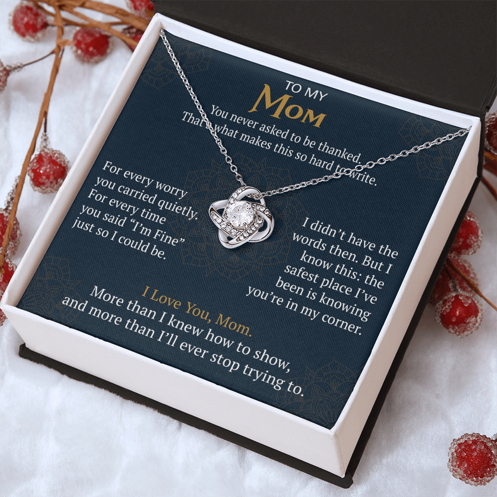 To My Mom Love Knot Necklace Gift from Daughter Son,  Meaningful Birthday Jewelry for Mother, Mama