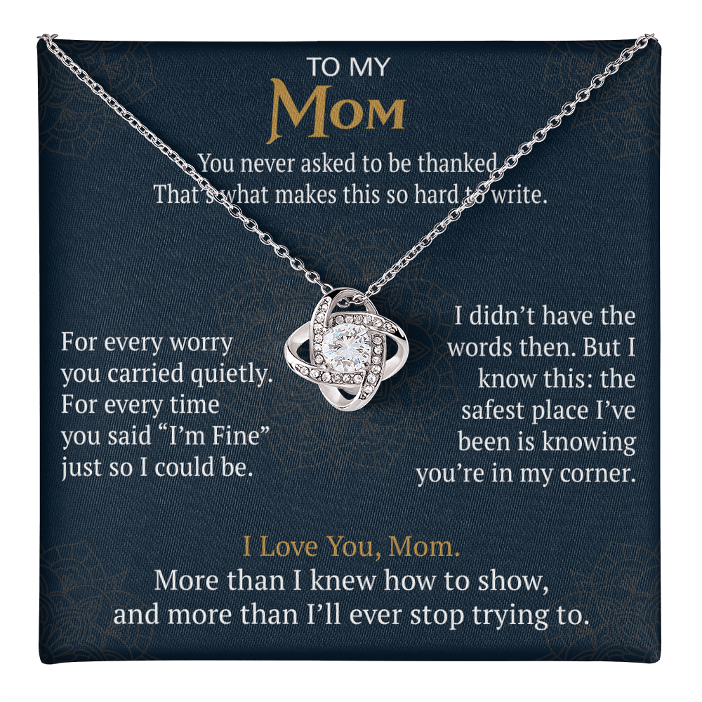 To My Mom Love Knot Necklace Gift from Daughter Son,  Meaningful Birthday Jewelry for Mother, Mama