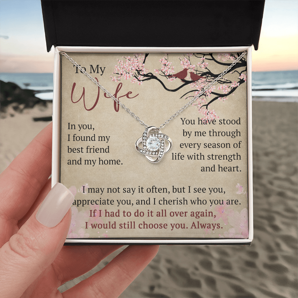 To My Wife Love Knot Necklace Gift From Husband, Meaningful Jewelry for Soulmate, Partner, Bride - Birthday, Wedding Anniversary Present
