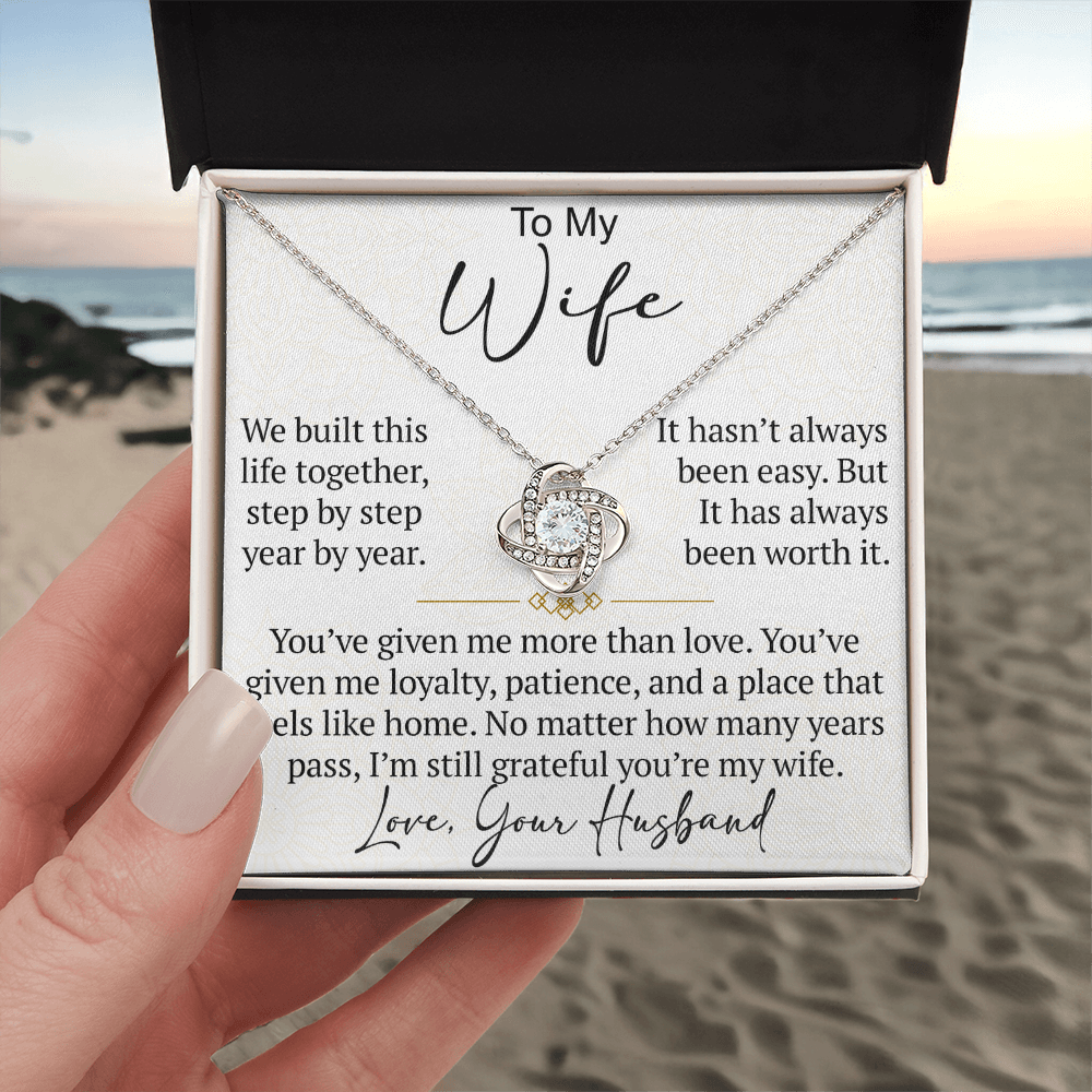To My Wife Love Knot Necklace Gift From Husband, Meaningful Jewelry for Soulmate, Partner, Bride - Birthday, Wedding Anniversary Present