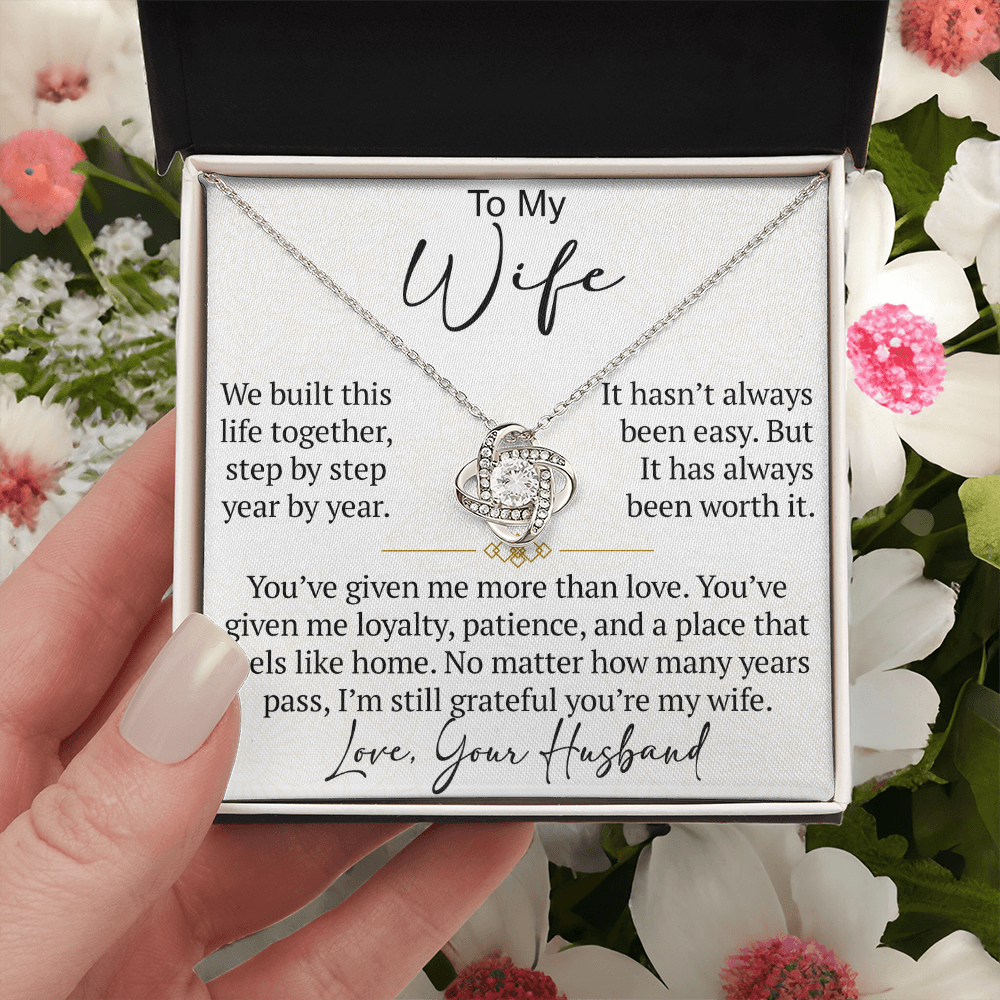 To My Wife Love Knot Necklace Gift From Husband, Meaningful Jewelry for Soulmate, Partner, Bride - Birthday, Wedding Anniversary Present