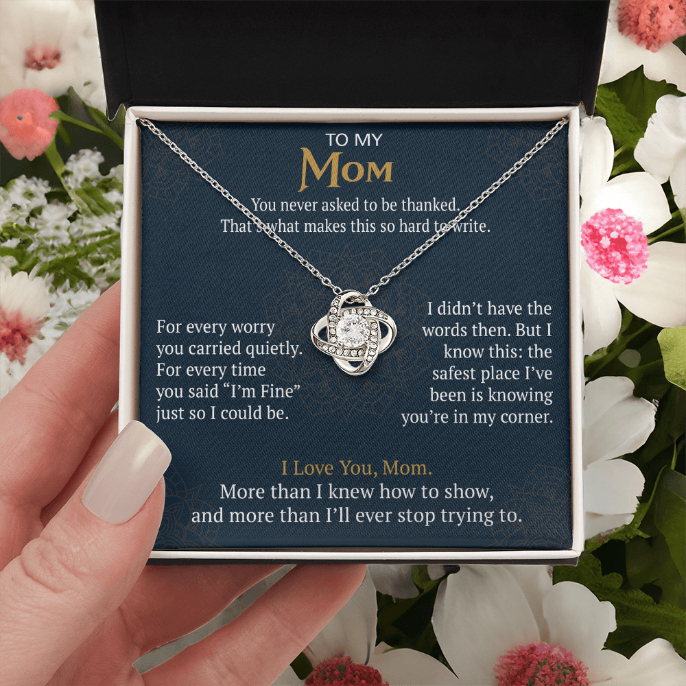 To My Mom Love Knot Necklace Gift from Daughter Son,  Meaningful Birthday Jewelry for Mother, Mama