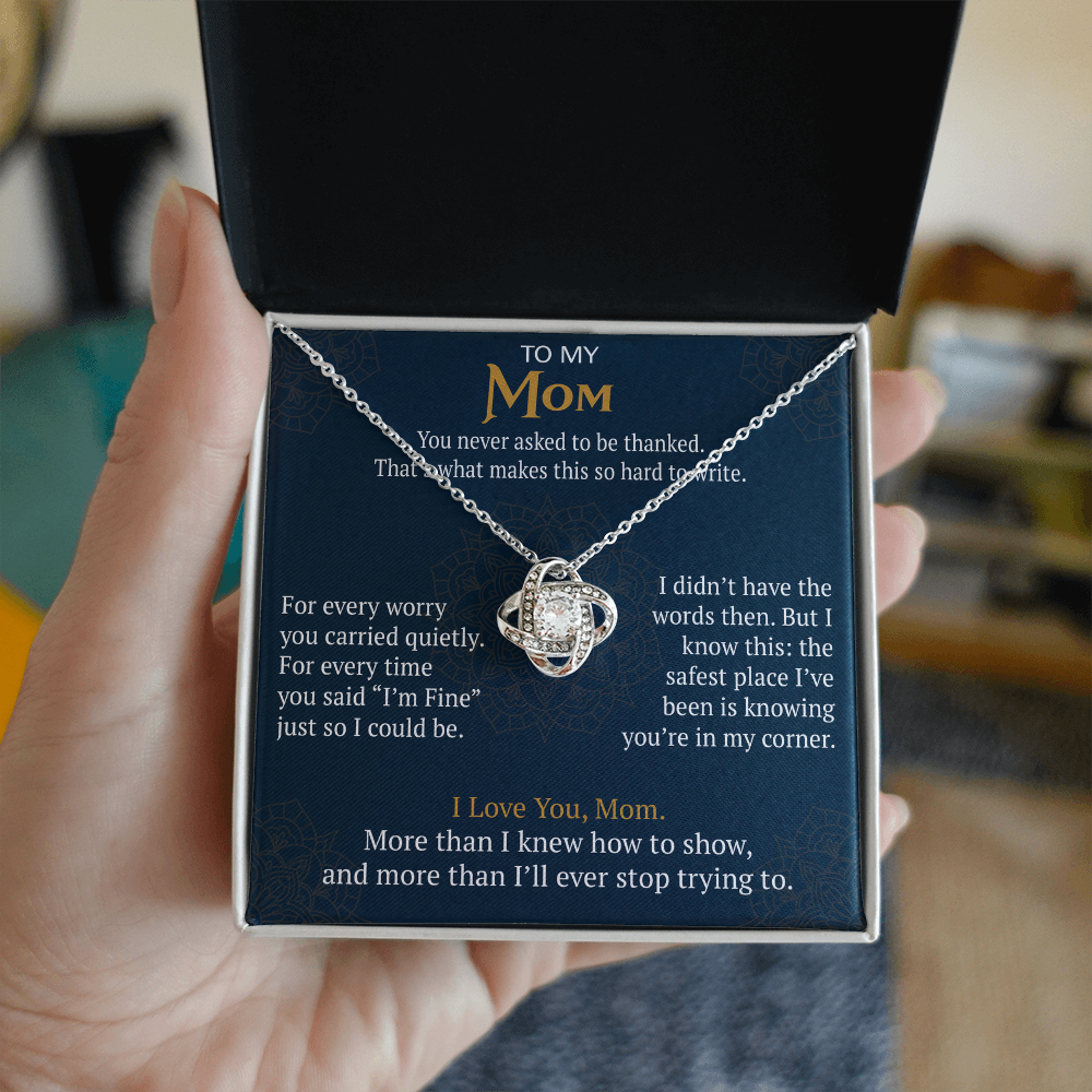 To My Mom Love Knot Necklace Gift from Daughter Son,  Meaningful Birthday Jewelry for Mother, Mama