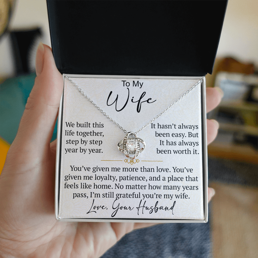 To My Wife Love Knot Necklace Gift From Husband, Meaningful Jewelry for Soulmate, Partner, Bride - Birthday, Wedding Anniversary Present