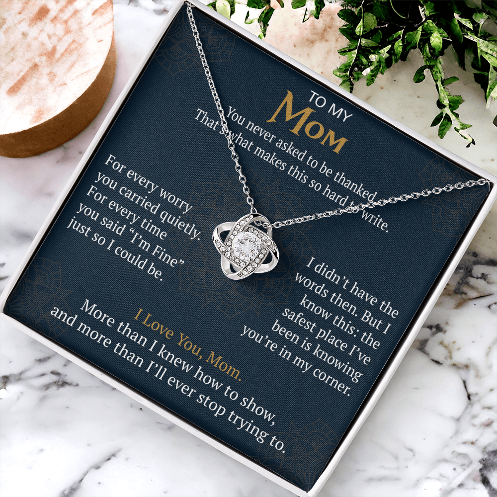 To My Mom Love Knot Necklace Gift from Daughter Son,  Meaningful Birthday Jewelry for Mother, Mama