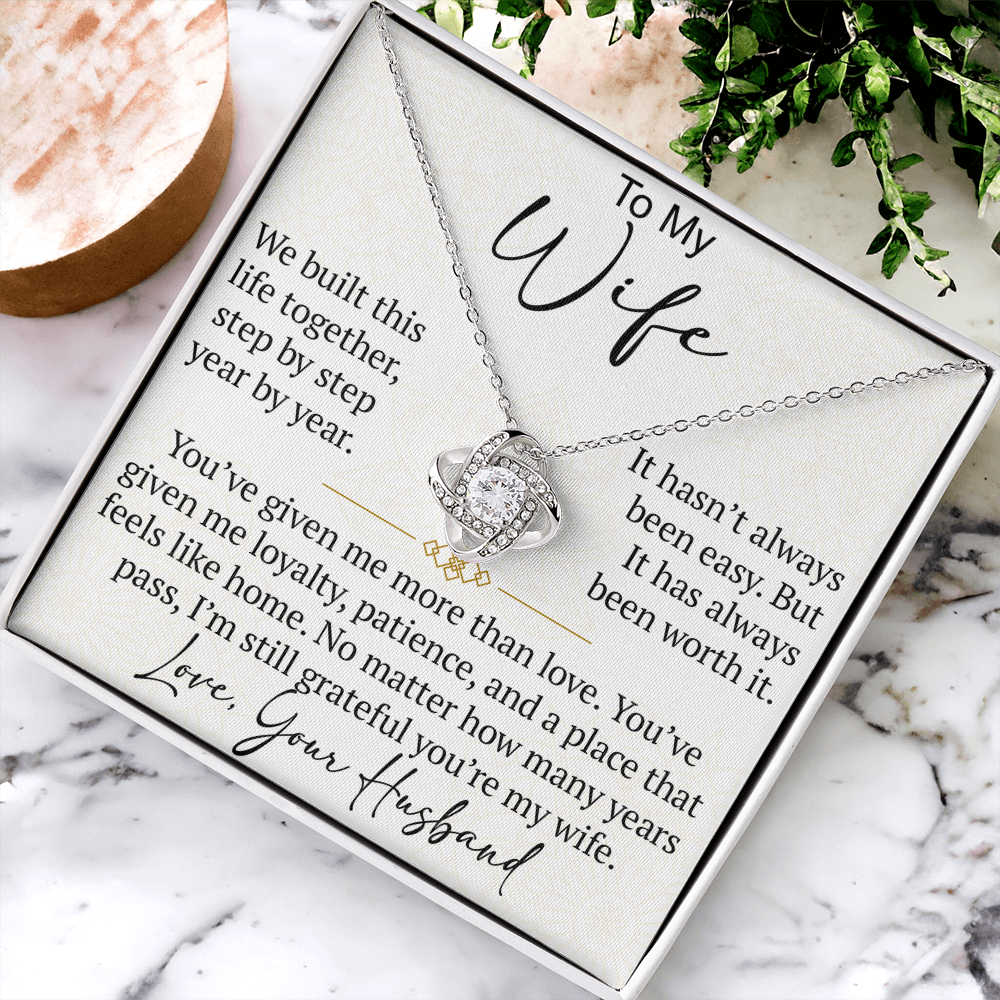 To My Wife Love Knot Necklace Gift From Husband, Meaningful Jewelry for Soulmate, Partner, Bride - Birthday, Wedding Anniversary Present