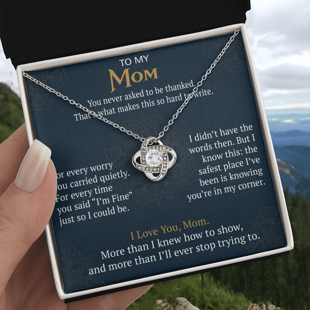 To My Mom Love Knot Necklace Gift from Daughter Son,  Meaningful Birthday Jewelry for Mother, Mama