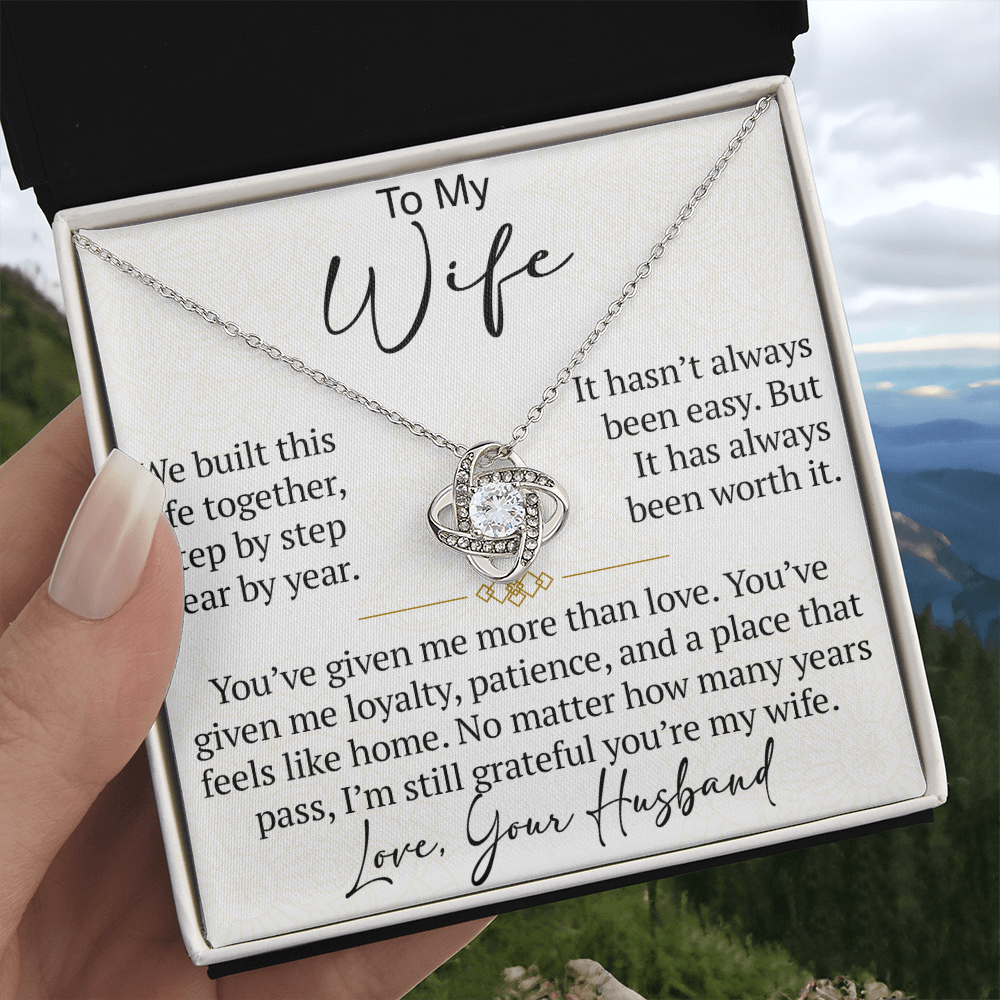 To My Wife Love Knot Necklace Gift From Husband, Meaningful Jewelry for Soulmate, Partner, Bride - Birthday, Wedding Anniversary Present