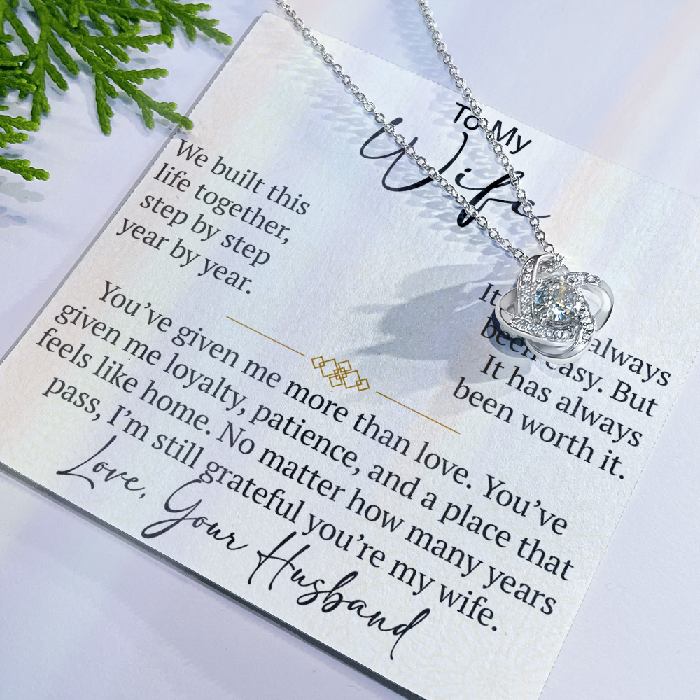 To My Wife Love Knot Necklace Gift From Husband, Meaningful Jewelry for Soulmate, Partner, Bride - Birthday, Wedding Anniversary Present