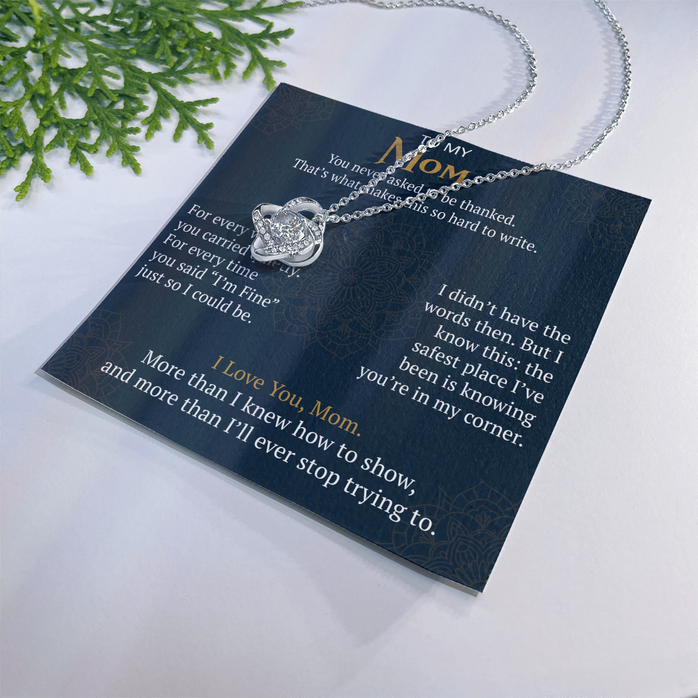To My Mom Love Knot Necklace Gift from Daughter Son,  Meaningful Birthday Jewelry for Mother, Mama