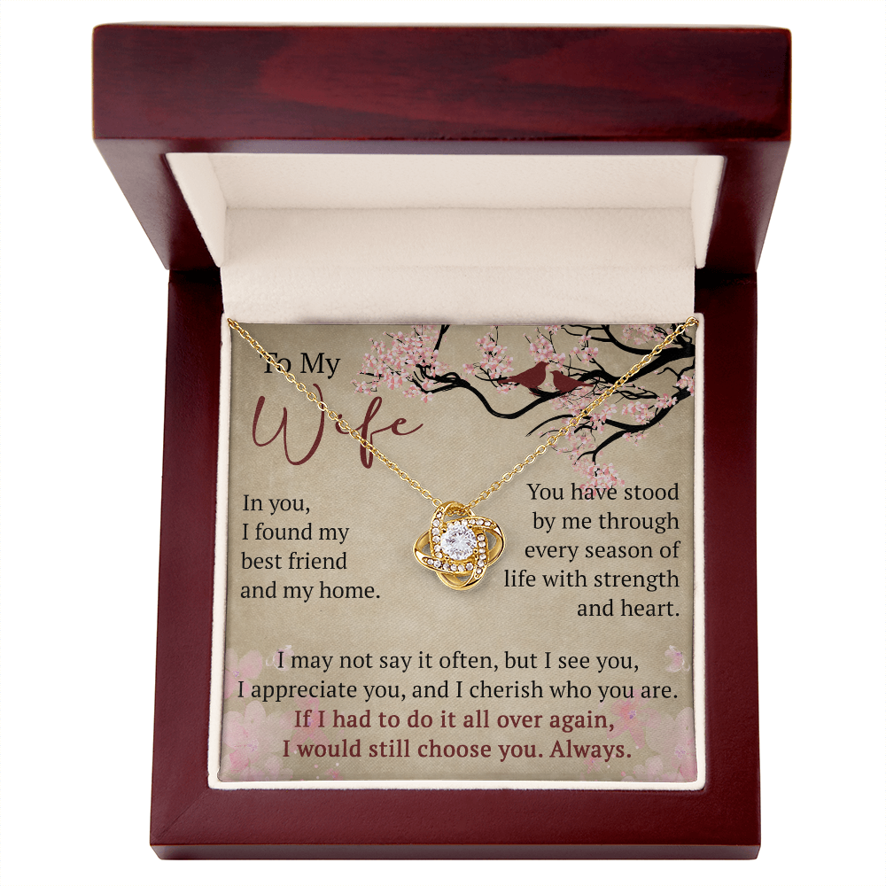 To My Wife Love Knot Necklace Gift From Husband, Meaningful Jewelry for Soulmate, Partner, Bride - Birthday, Wedding Anniversary Present