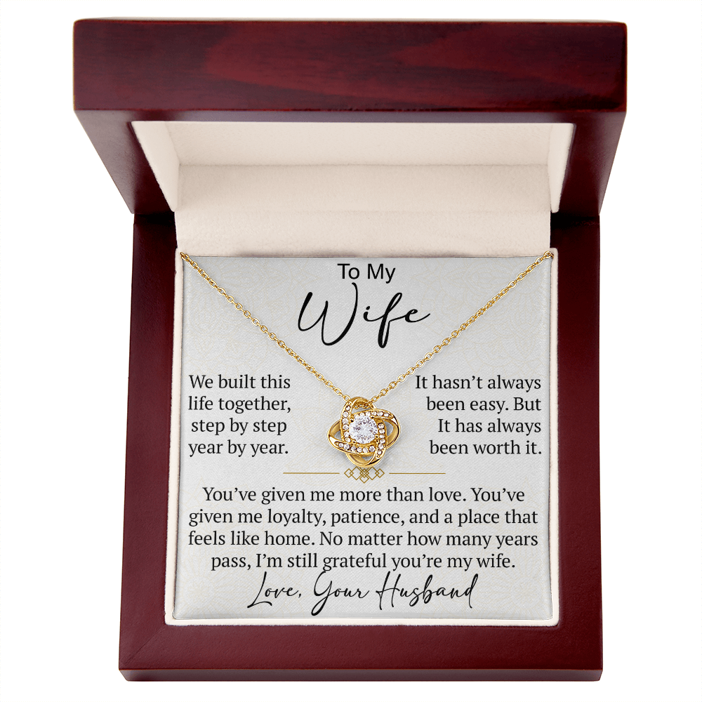To My Wife Love Knot Necklace Gift From Husband, Meaningful Jewelry for Soulmate, Partner, Bride - Birthday, Wedding Anniversary Present