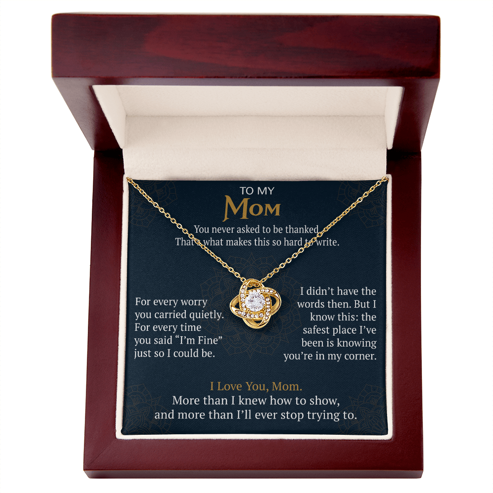 To My Mom Love Knot Necklace Gift from Daughter Son,  Meaningful Birthday Jewelry for Mother, Mama