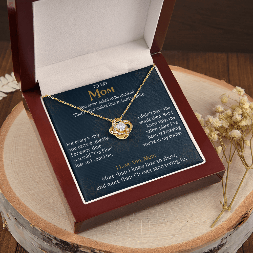To My Mom Love Knot Necklace Gift from Daughter Son,  Meaningful Birthday Jewelry for Mother, Mama