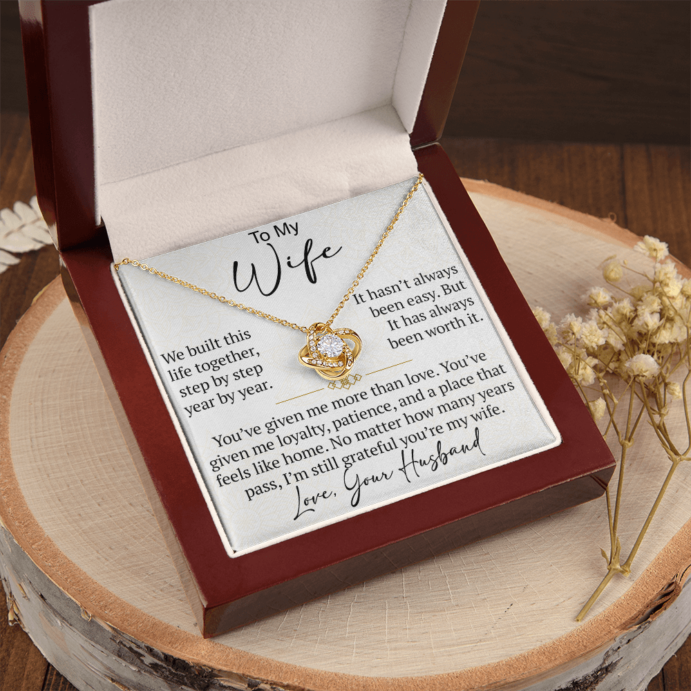 To My Wife Love Knot Necklace Gift From Husband, Meaningful Jewelry for Soulmate, Partner, Bride - Birthday, Wedding Anniversary Present