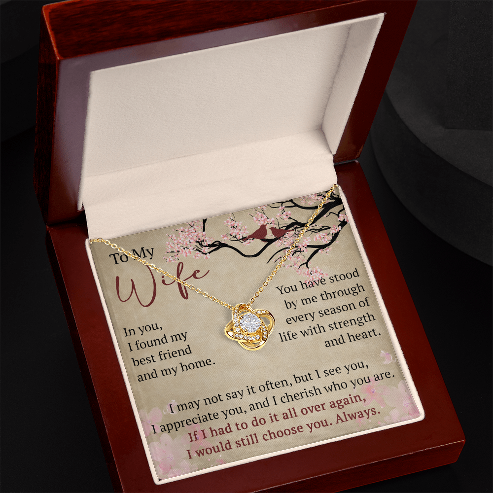 To My Wife Love Knot Necklace Gift From Husband, Meaningful Jewelry for Soulmate, Partner, Bride - Birthday, Wedding Anniversary Present