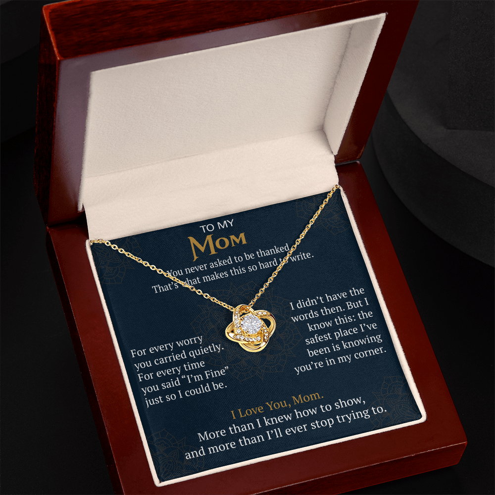 To My Mom Love Knot Necklace Gift from Daughter Son,  Meaningful Birthday Jewelry for Mother, Mama