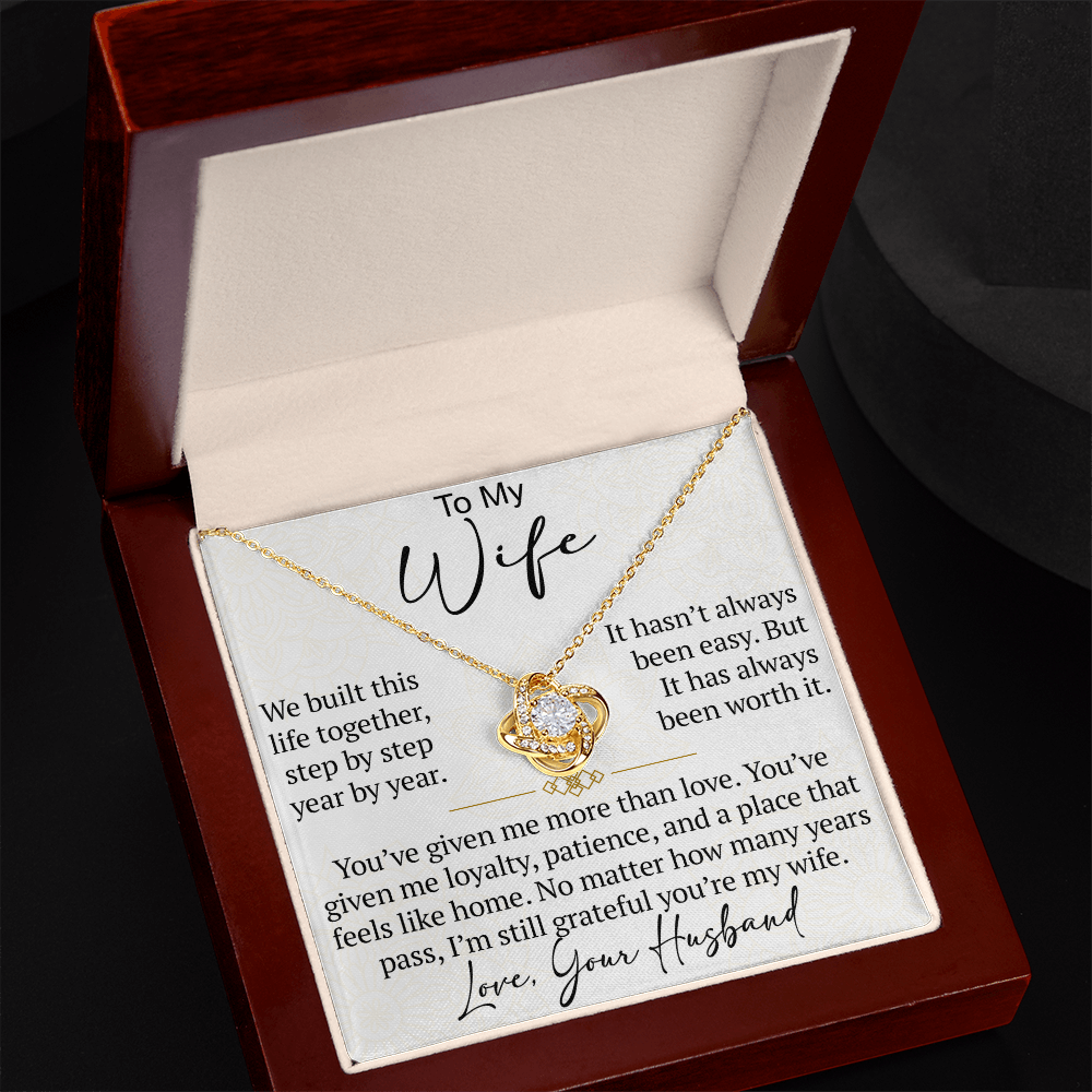 To My Wife Love Knot Necklace Gift From Husband, Meaningful Jewelry for Soulmate, Partner, Bride - Birthday, Wedding Anniversary Present