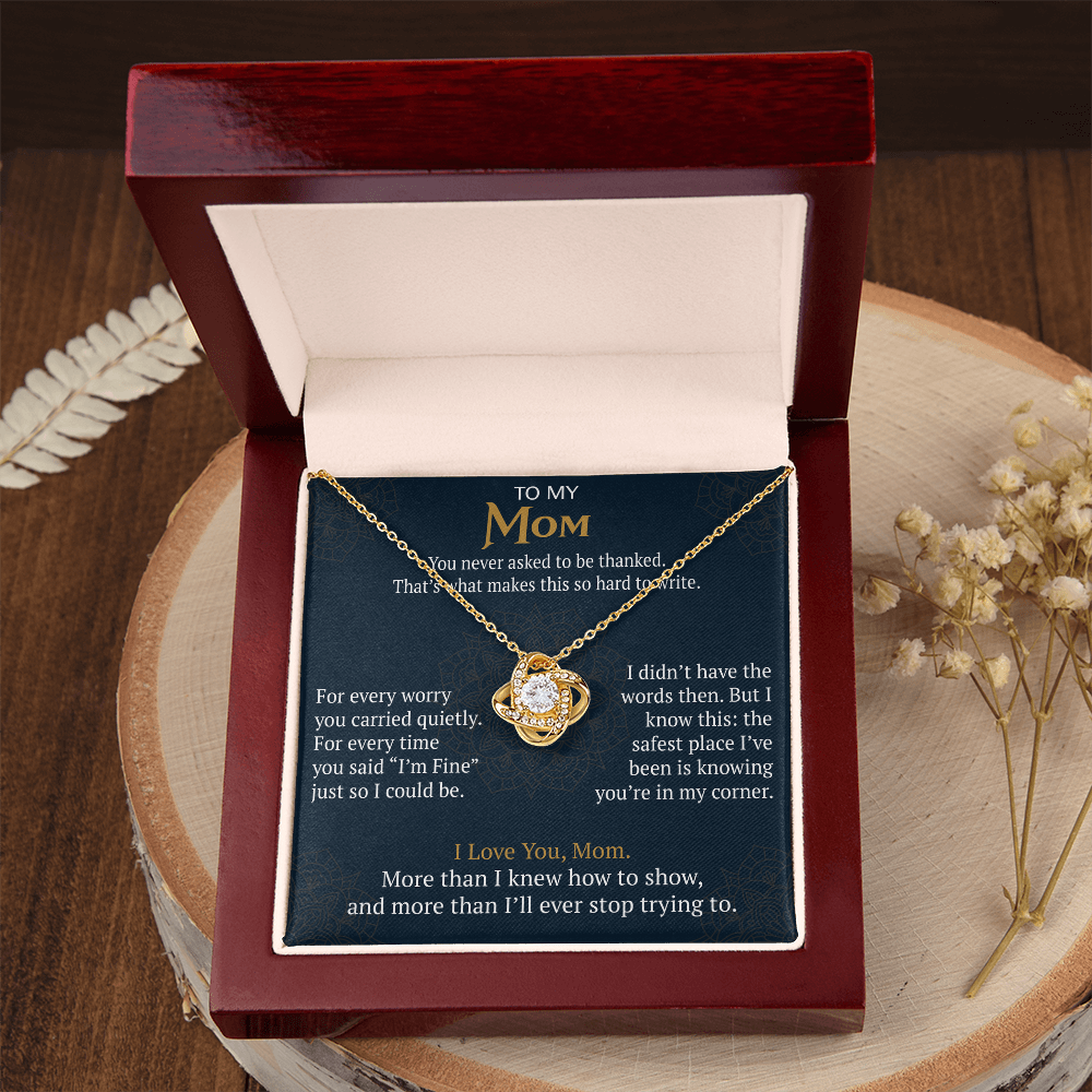 To My Mom Love Knot Necklace Gift from Daughter Son,  Meaningful Birthday Jewelry for Mother, Mama