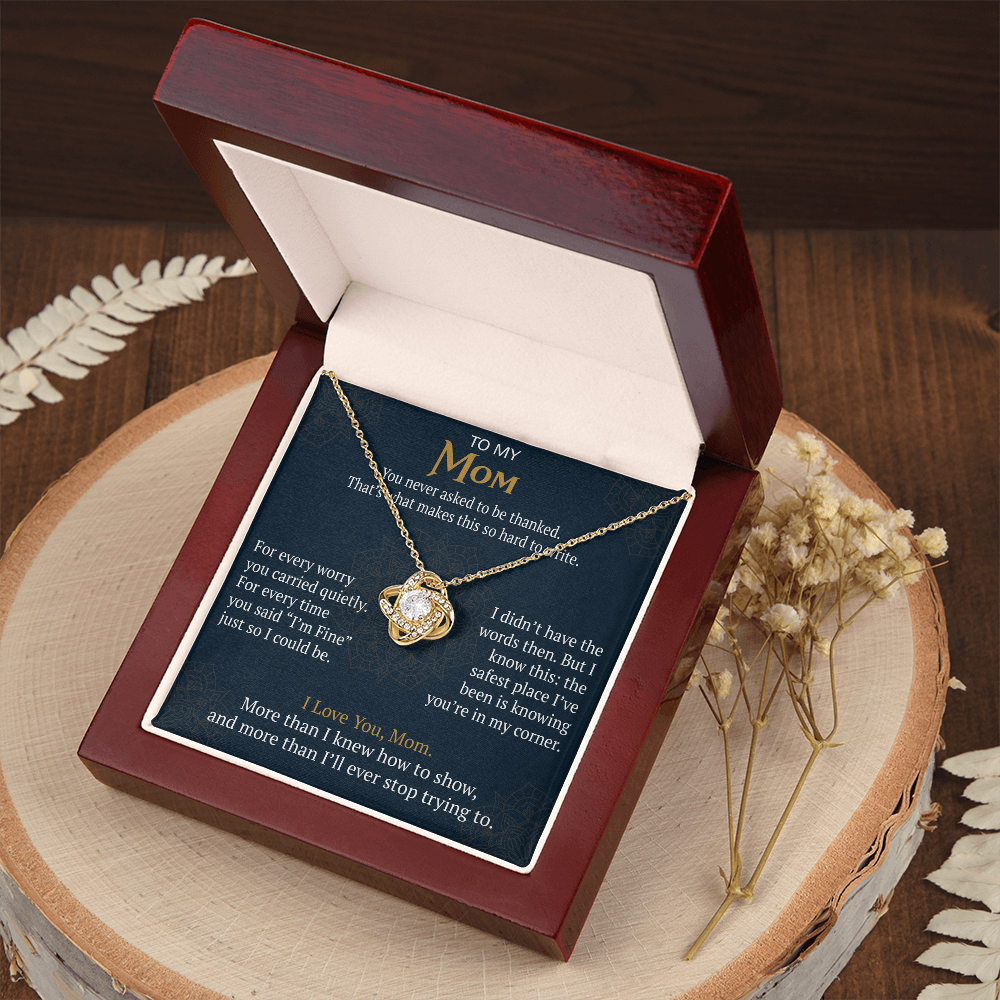 To My Mom Love Knot Necklace Gift from Daughter Son,  Meaningful Birthday Jewelry for Mother, Mama