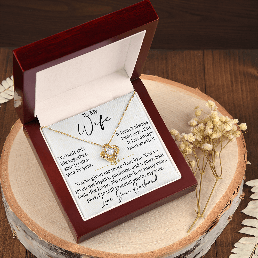 To My Wife Love Knot Necklace Gift From Husband, Meaningful Jewelry for Soulmate, Partner, Bride - Birthday, Wedding Anniversary Present