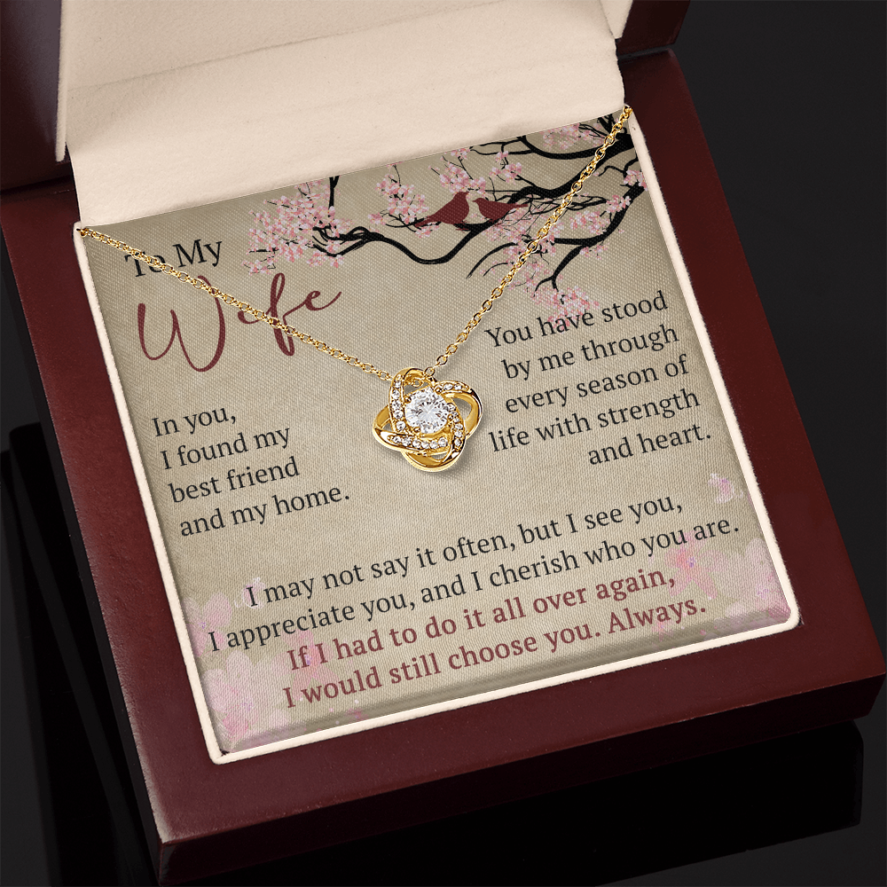 To My Wife Love Knot Necklace Gift From Husband, Meaningful Jewelry for Soulmate, Partner, Bride - Birthday, Wedding Anniversary Present