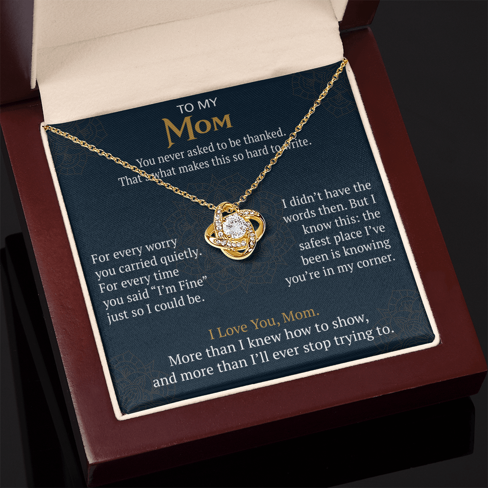 To My Mom Love Knot Necklace Gift from Daughter Son,  Meaningful Birthday Jewelry for Mother, Mama