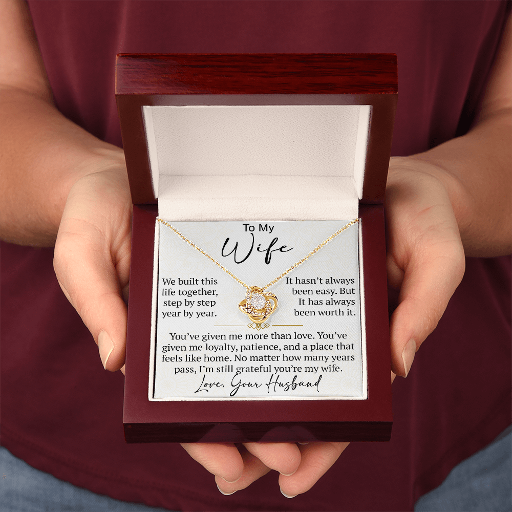 To My Wife Love Knot Necklace Gift From Husband, Meaningful Jewelry for Soulmate, Partner, Bride - Birthday, Wedding Anniversary Present