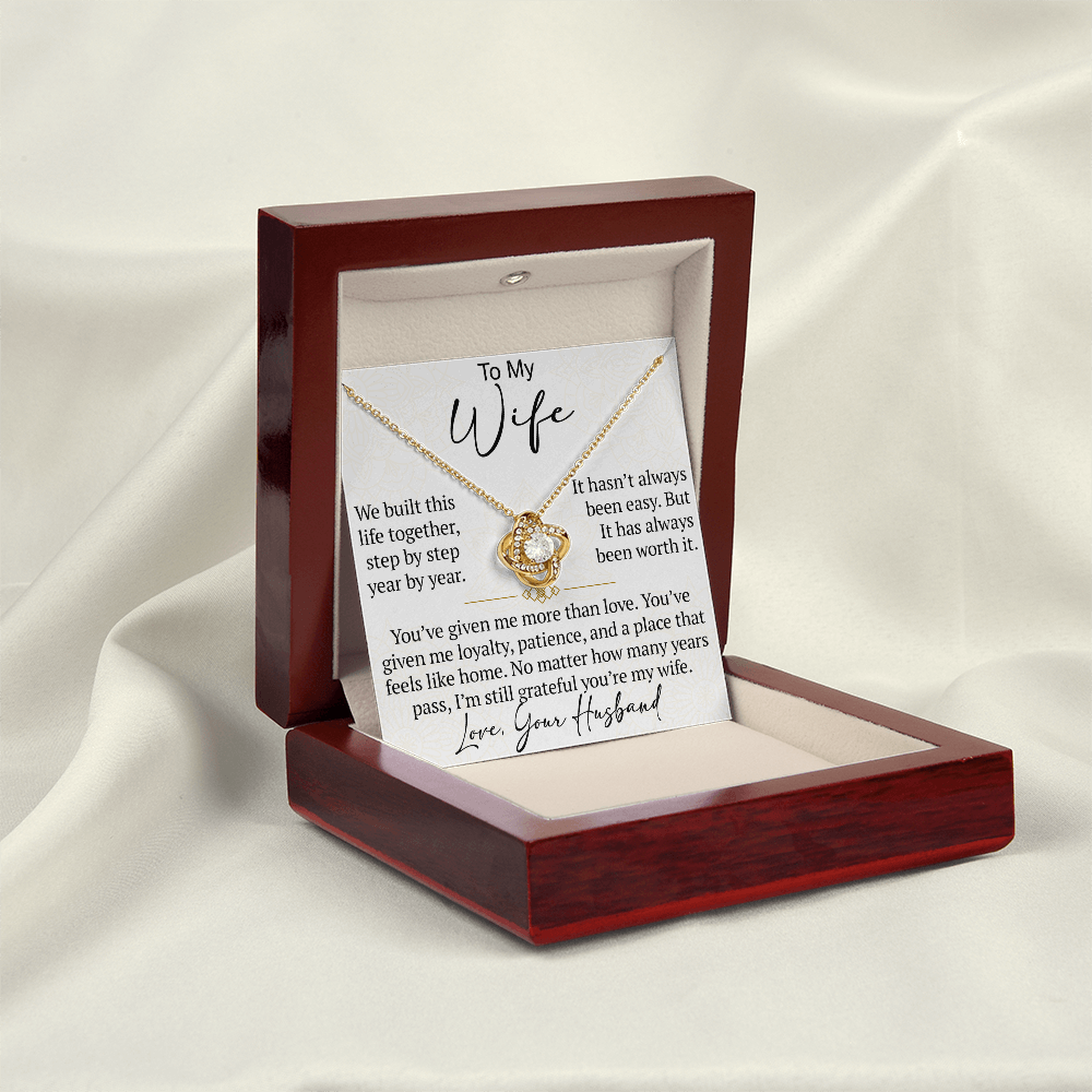 To My Wife Love Knot Necklace Gift From Husband, Meaningful Jewelry for Soulmate, Partner, Bride - Birthday, Wedding Anniversary Present