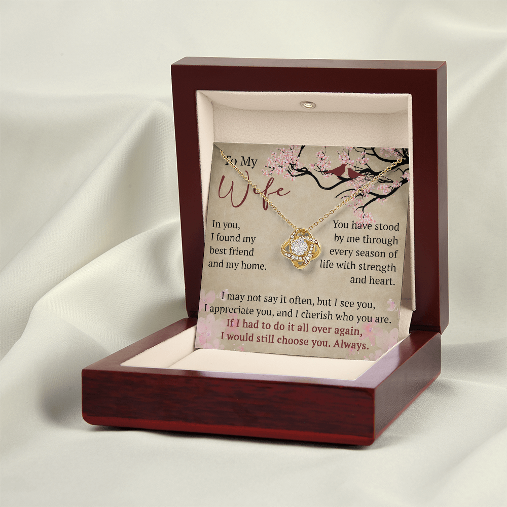 To My Wife Love Knot Necklace Gift From Husband, Meaningful Jewelry for Soulmate, Partner, Bride - Birthday, Wedding Anniversary Present