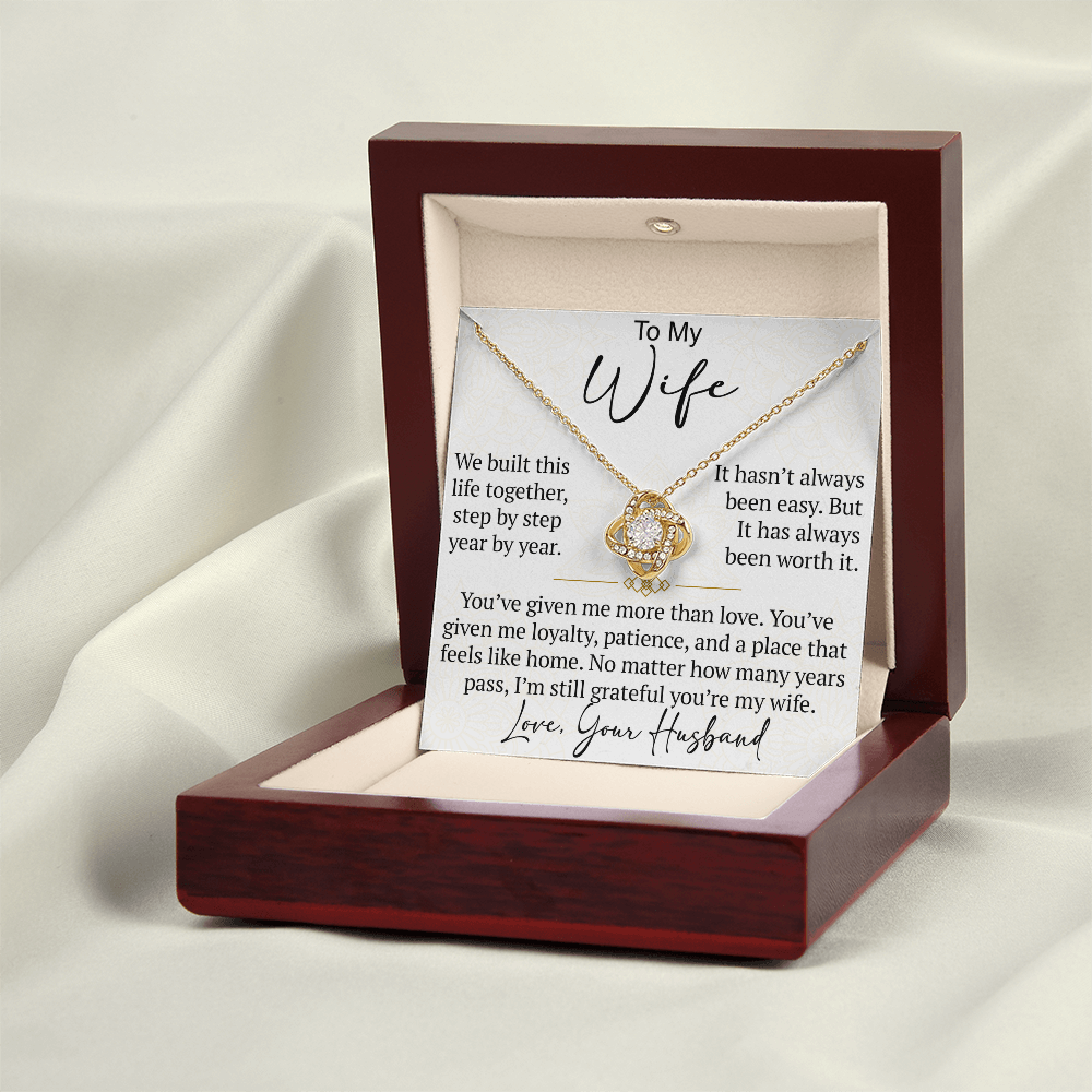 To My Wife Love Knot Necklace Gift From Husband, Meaningful Jewelry for Soulmate, Partner, Bride - Birthday, Wedding Anniversary Present